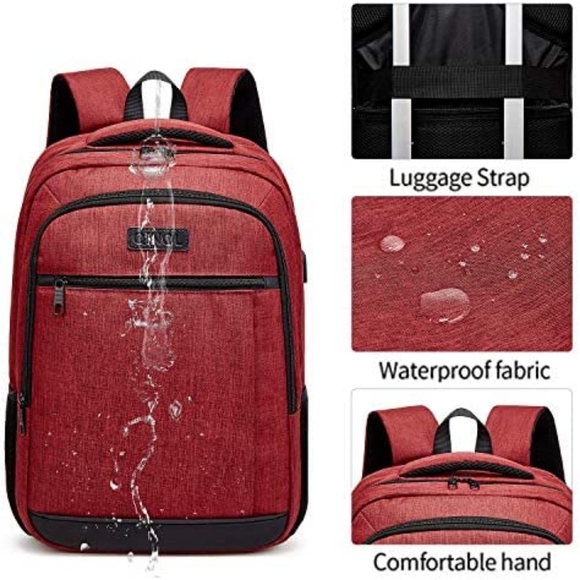 New Multi Use Water Resistant USB Charging Port Backpack w Bonus Sports Bottle - Picture 5 of 8